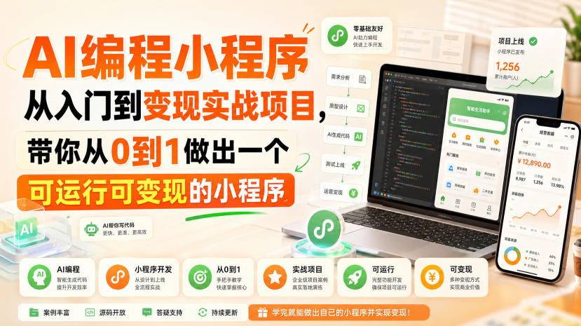 AI编程小程序从入门到变现实战项目，带你从0到1做出一个可运行可变现的小程序-智点网