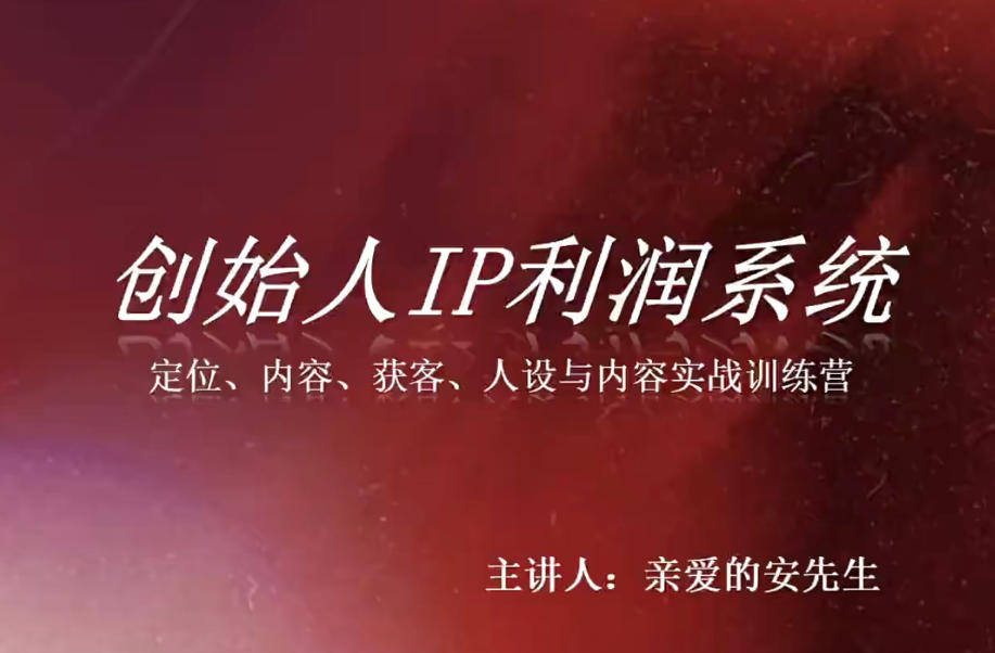 创始人IP利润系统8月训练营，定位、内容、获客、人设与内容实战训练营-智点网