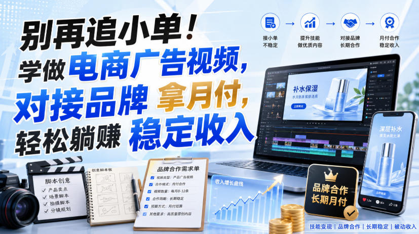 别再追小单！学做电商广告视频，对接品牌拿月付，轻松躺賺稳定收入【原创双语字幕】-智点网