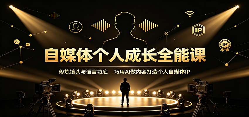 自媒体个人成长全能课：修炼镜头与语言功底，巧用AI做内容打造个人自媒体IP-智点网