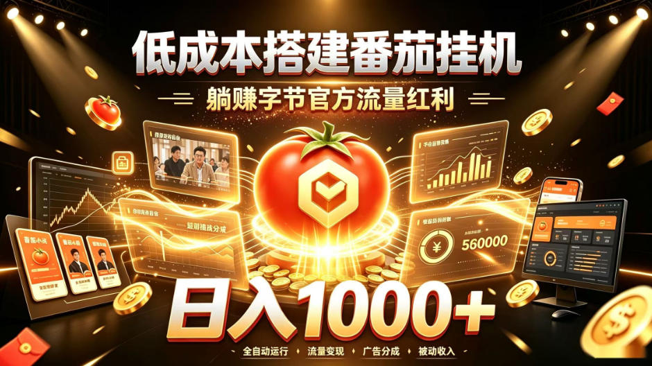 低成本搭建番茄挂G，躺賺字节官方流量红利，日入1k+，全程傻瓜式落地【揭秘】-智点网