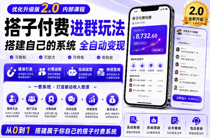 搭建群系统实战项目玩法，搭建整套付费进群系统，实现全天被动收益-智点网