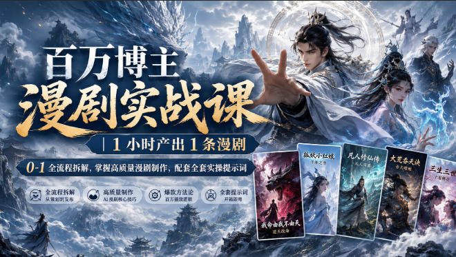 百万博主漫剧实战课｜1小时产出1条漫剧，0‑1全流程拆解，掌握高质量漫剧制作，配套全套实操提示词-智点网