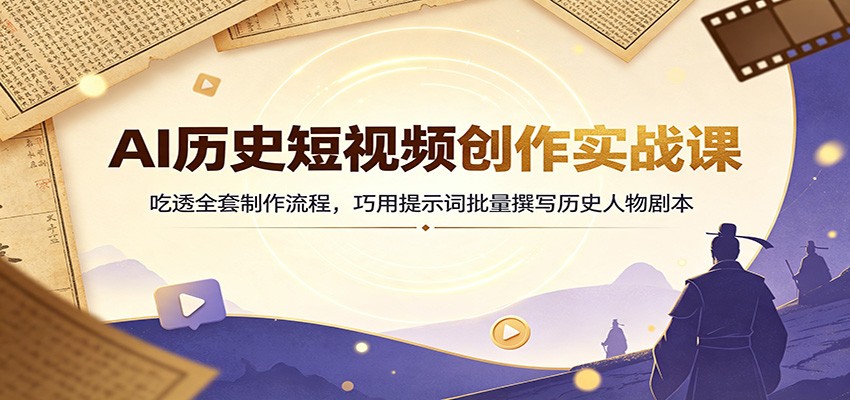 AI历史短视频创作实战课：吃透全套制作流程，巧用提示词批量撰写历史人物剧本-智点网