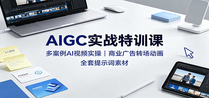 AIGC实战特训课：多案例AI视频实操，商业广告转场动画，全套提示词素材-智点网