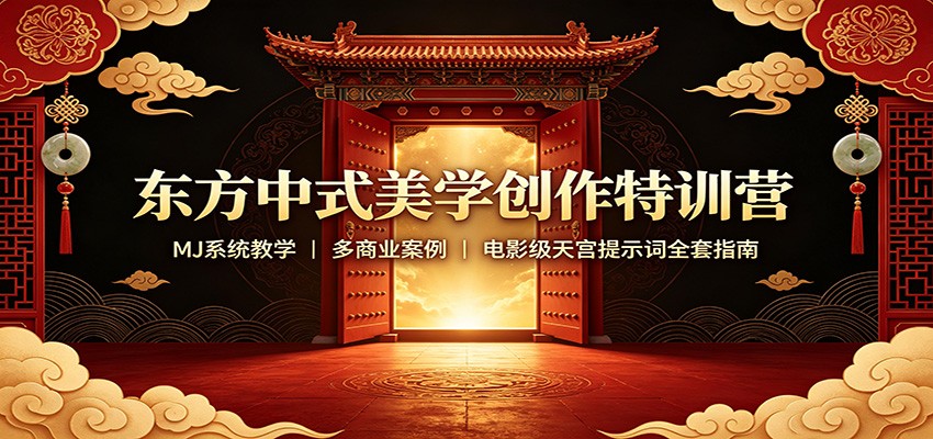 东方中式美学创作特训营：MJ系统教学，多商业案例，电影级天宫提示词全套指南-智点网
