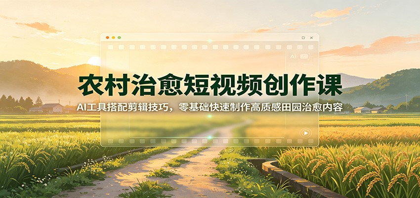农村治愈短视频创作课：AI工具搭配剪辑技巧，零基础快速制作高质感田园治愈内容-智点网