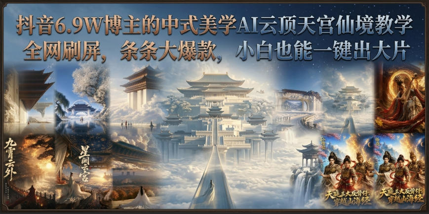 抖音6.9W博主的中式美学AI云顶天宫仙境教学,全网刷屏,条条大爆款,小白也能一键出大片-智点网