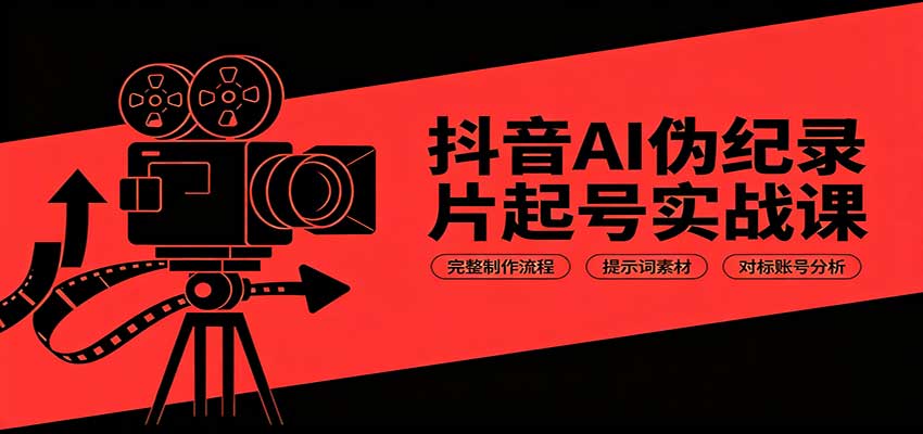 抖音AI伪纪录片起号实战课：完整制作流程，提示词素材，对标账号分析-智点网
