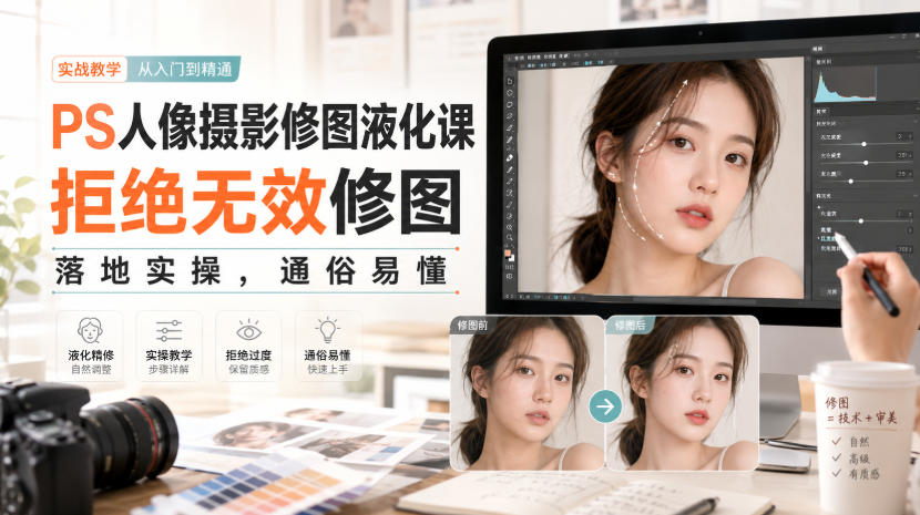 PS人像摄影修图液化课，拒绝无效修图，落地实操，通俗易懂-智点网