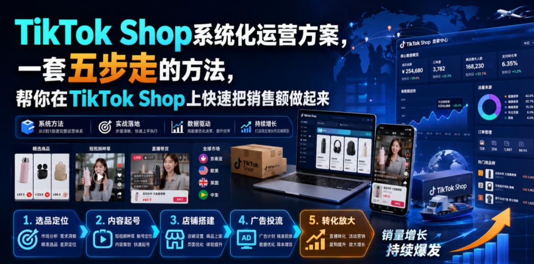 TikTok Shop系统化运营方案，一套五步走的方法，帮你在TikTok Shop上快速把销售额做起来【原创双语字幕】-智点网