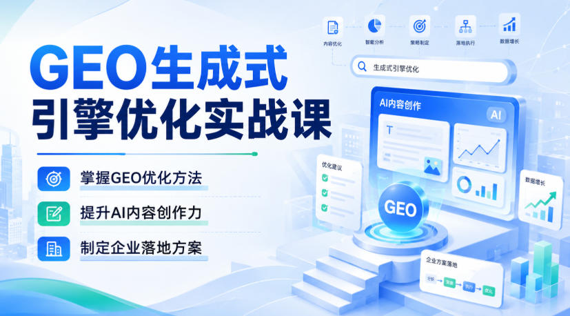 GEO生成式引擎优化实战课，掌握GEO优化方法，提升AI内容创作力，制定企业落地方案-智点网