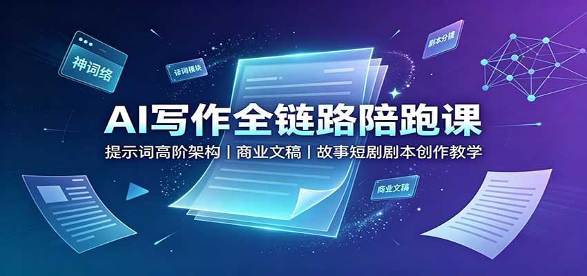 AI写作全链路陪跑课:提示词高阶架构,商业文稿,故事短剧剧本创作教学-智点网