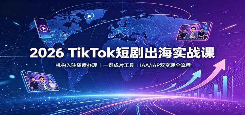 2026 TikTok短剧出海实战课：机构入驻资质办理，一键成片工具，IAA/IAP双变现全流程-智点网