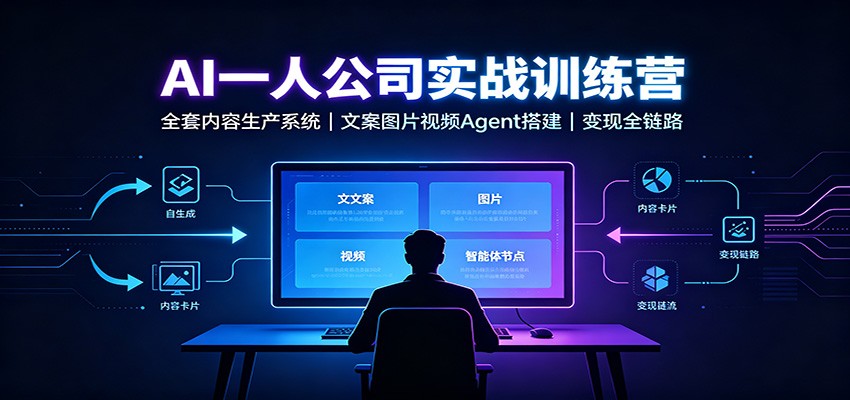 AI创作一人公司实战训练营：全套内容生产系统，文案图片视频Agent搭建变现全链路-智点网