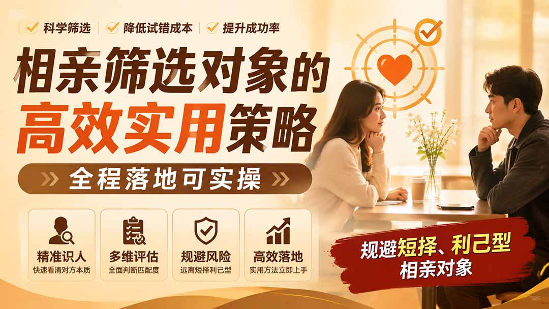 付费文章：相亲筛选对象的高效实用策略，全程落地可实操，规避短择、利己型相亲对象-智点网