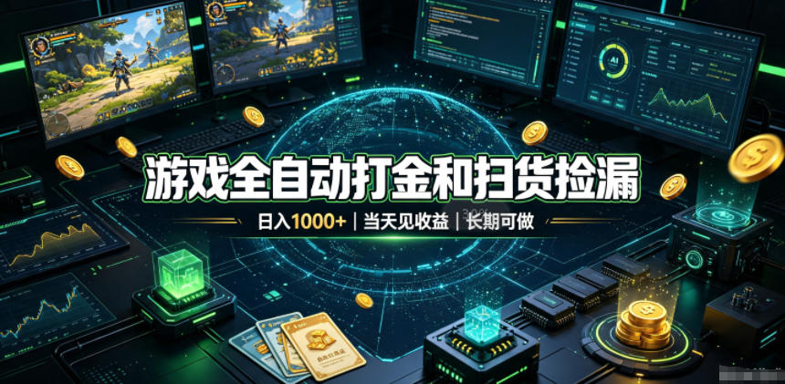游戏全自动打金和扫货捡漏，日入1k+，当天见收益，长期可做！【揭秘】-智点网