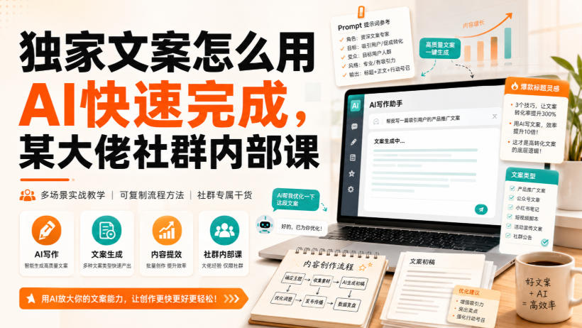 独家文案怎么用AI快速完成，某大佬社群内部课-智点网