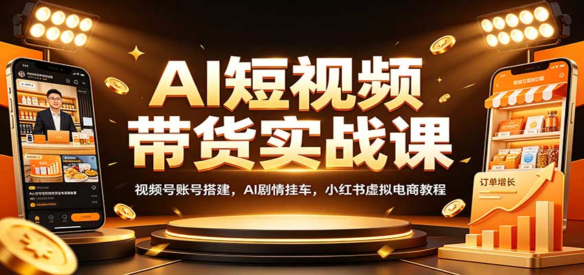 AI短视频带货实战课：视频号账号搭建，AI剧情挂车，小红书虚拟电商教程-智点网