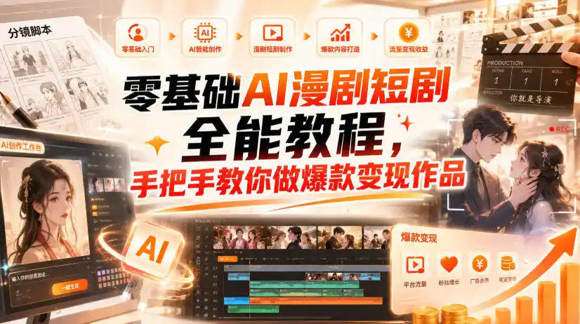 零基础AI漫剧短剧全能教程,从AI智能体搭建、文案脚本分镜、多平台AI生视频、剪映精修,覆盖全题材创作,手把手教你做爆款变现作品-智点网