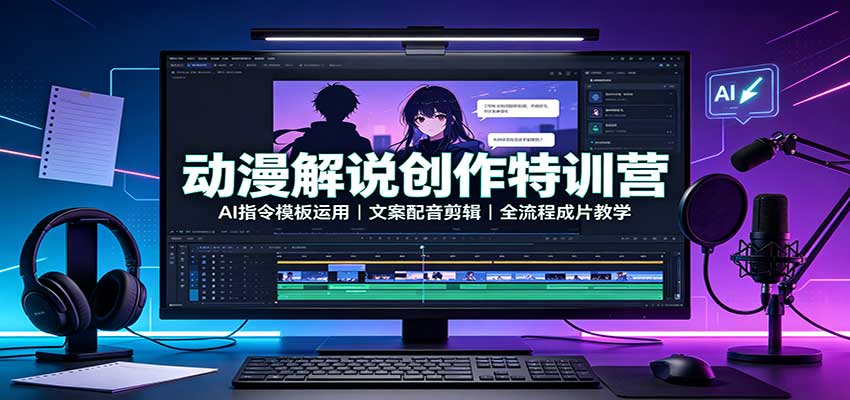 动漫解说创作特训营：AI指令模板运用，文案配音剪辑，全流程成片教学-智点网