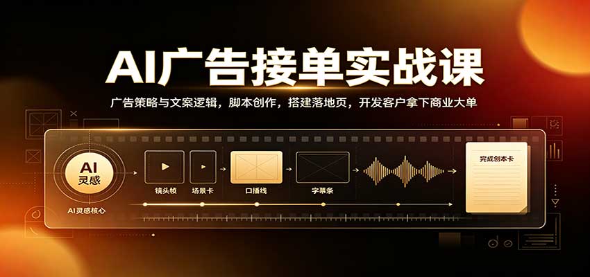 AI广告接单实战：广告策略与文案逻辑，脚本创作，搭建落地页，开发客户拿下商业大单-智点网