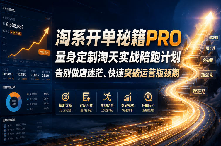 淘系开单秘籍PRO，量身定制淘天实战陪跑计划，告别做店迷茫、快速突破运营瓶颈期(更新260906)-智点网