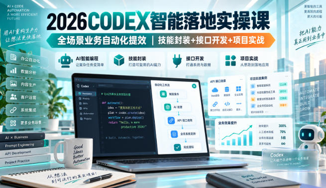 2026Codex智能落地实操课，全场景业务自动化提效，技能封装+接口开发+项目实战-智点网