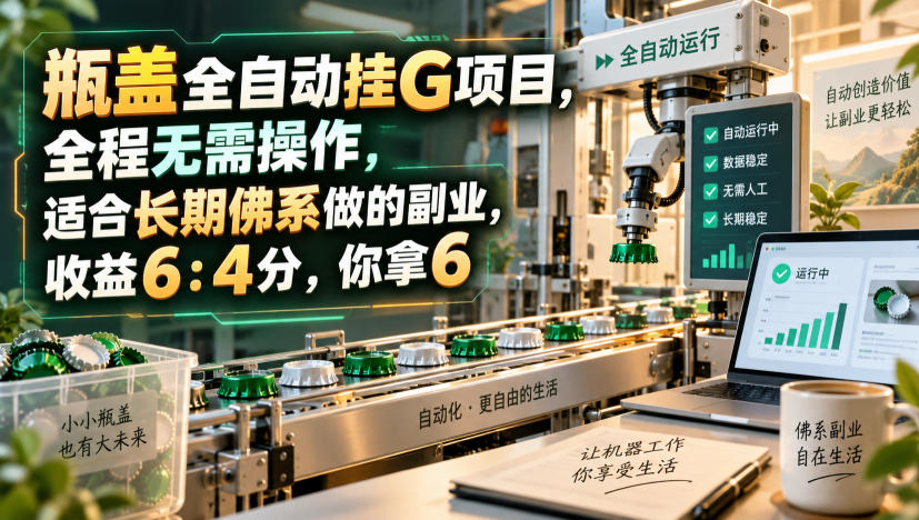 瓶盖全自动挂G项目，全程无需操作，适合长期佛系做的副业，收益6：4分，你拿6【揭秘】-智点网