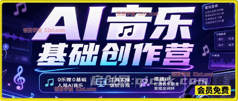 AI音乐基础创作营，0乐理0基础入局AI音乐，工具实操版权合规，搭建IP打通音乐副业变现全闭环-智点网