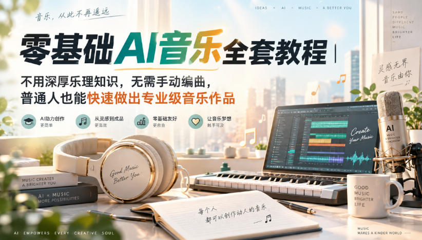 零基础AI音乐全套教程｜不用深厚乐理知识，无需手动编曲，普通人也能快速做出专业级音乐作品-智点网