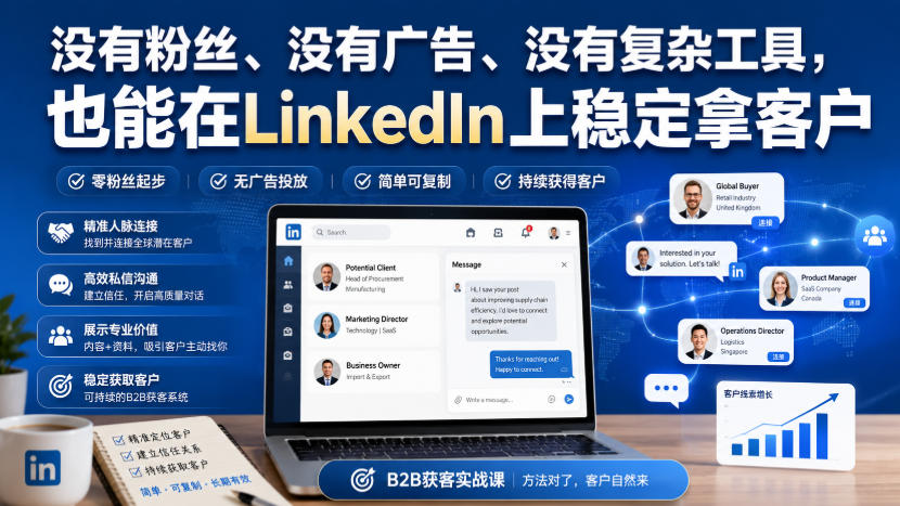 没有粉丝、没有广告、没有复杂工具，也能在LinkedIn上稳定拿客户【原创双语字幕】-智点网