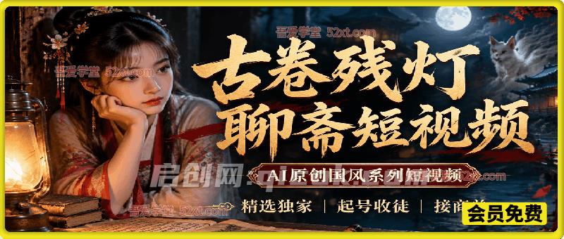 古卷残灯聊斋短视频，AI原创国风系列短视频，精选独家丨起号收徒丨接商单-智点网