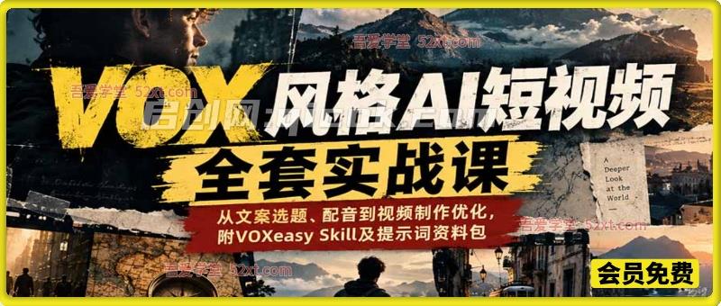 VOX风格AI短视频全套实战课：从文案选题、配音到视频制作优化，附VOXeasy Skill及提示词资料包-智点网