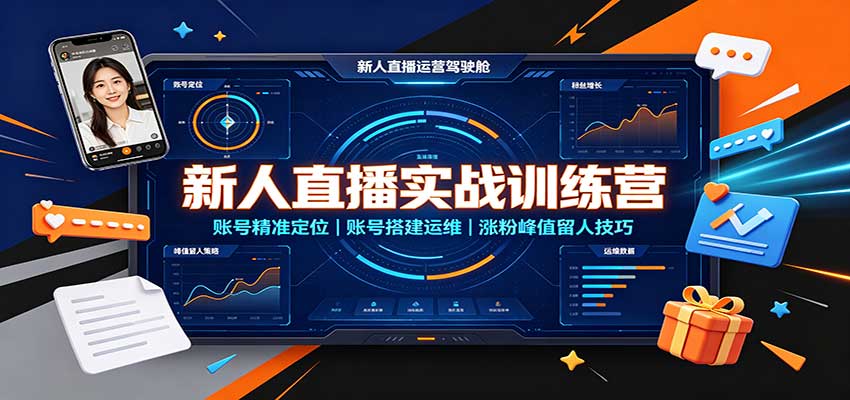 新人直播实战训练营：账号精准定位，账号搭建运维，涨粉峰值留人技巧-智点网