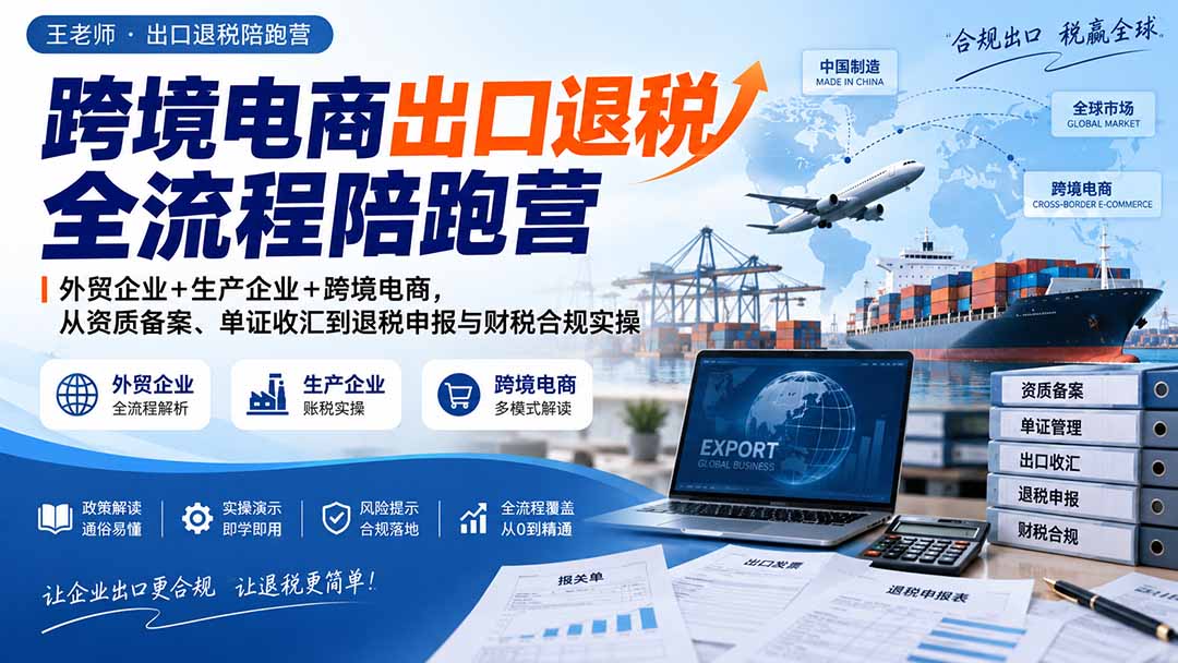 跨境电商出口退税全流程陪跑营｜外贸企业+生产企业+跨境电商，从资质备案、单证收汇到退税申报与财税合规实操-智点网