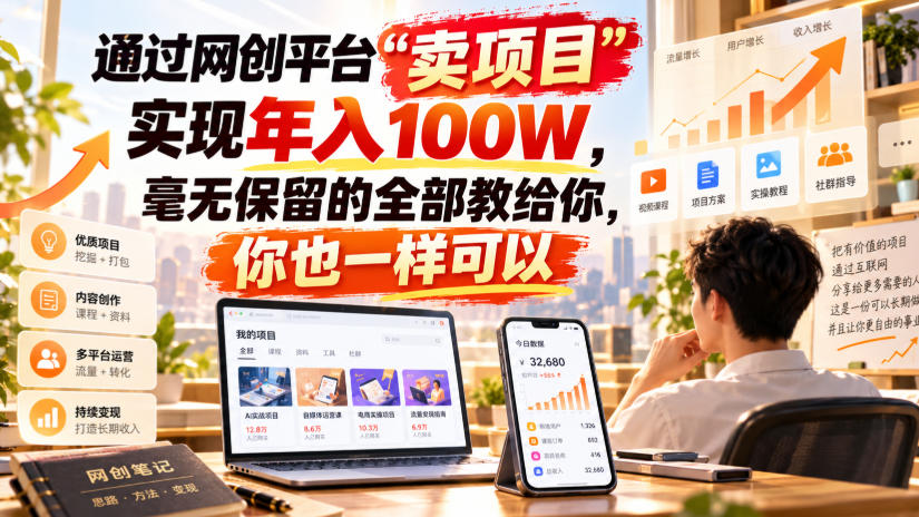 通过网创平台“卖项目”实现年入100W，毫无保留的全部教给你，你也一样可以！【揭秘】-智点网