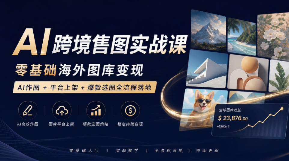 AI跨境售图实战课，零基础海外图库变现，AI作图+平台上架+爆款选图全流程落地-智点网