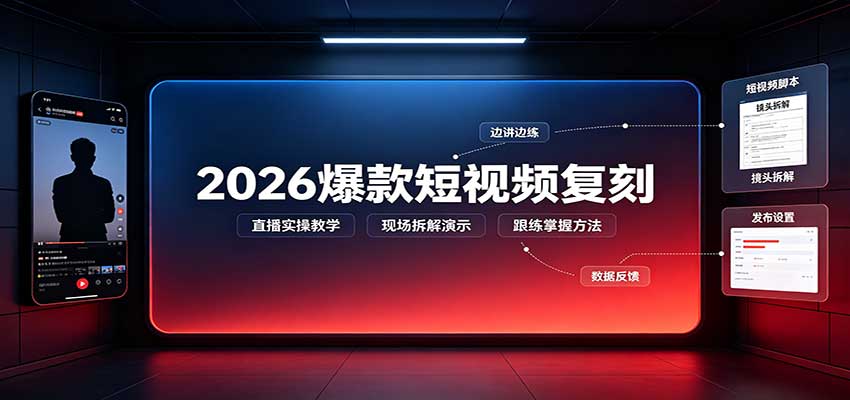 2026爆款短视频复刻：直播实操教学，配套文字文档掌握全流程-智点网