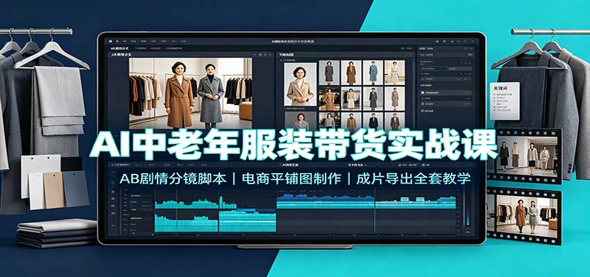 AI中老年服装带货实战课：AB剧情分镜脚本，电商平铺图制作，成片导出全套教学-智点网