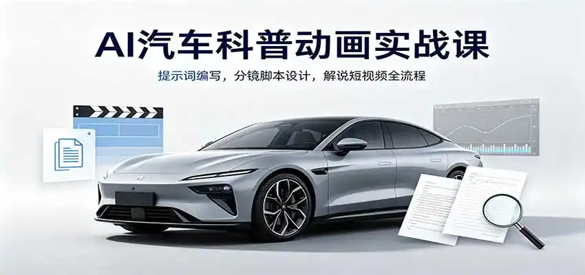 AI汽车科普动画实战课：提示词编写，分镜脚本设计，解说短视频全流程-智点网