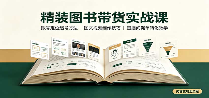 精装图书带货实战课：账号定位起号方法，图文视频制作，促单转化教学-智点网