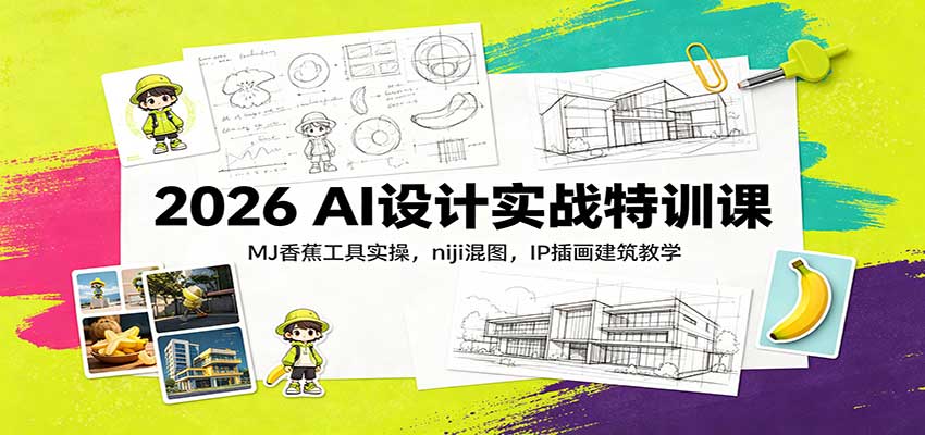 2026 AI设计实战特训课：MJ香蕉工具实操，niji混图，IP插画建筑教学-智点网