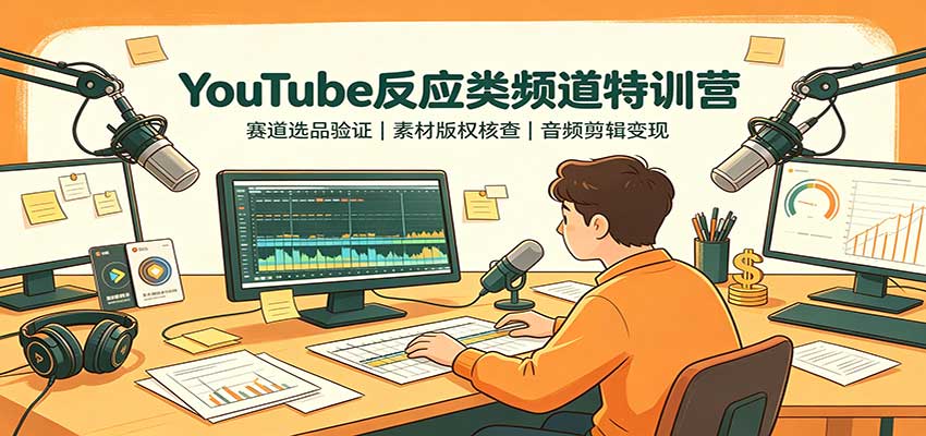 YouTube反应类频道特训营：赛道选品验证，素材版权核查，音频剪辑变现-智点网