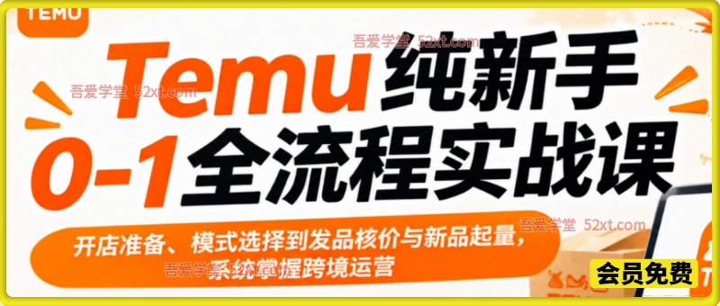 Temu纯新手0-1全流程实战课，开店准备、模式选择到发品核价与新品起量，系统掌握跨境运营-智点网