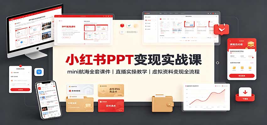 小红书PPT变现实战课：mini航海全套课件+直播实操教学，虚拟资料变现全流程-智点网