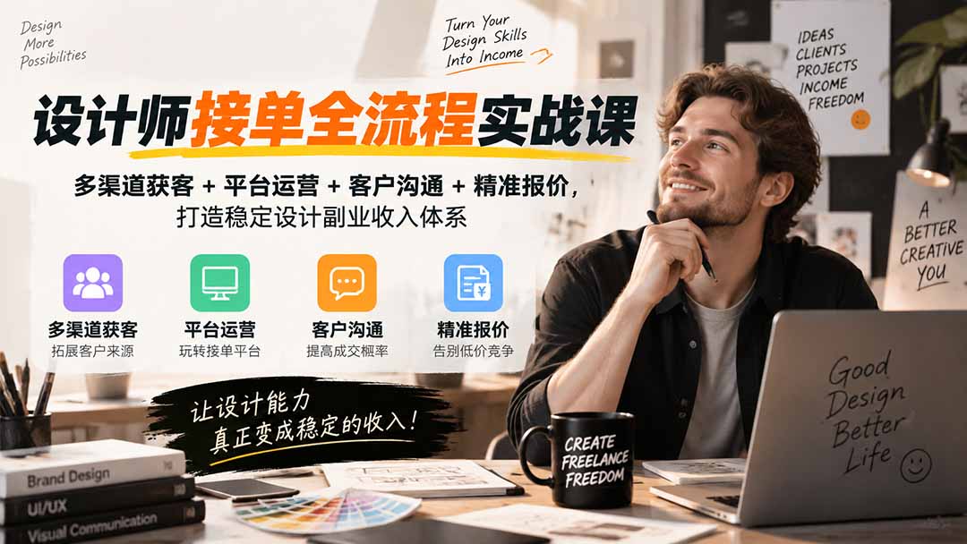 设计师接单全流程实战课-无水印｜多渠道获客+平台运营+客户沟通+精准报价，打造稳定设计副业收入体系-智点网
