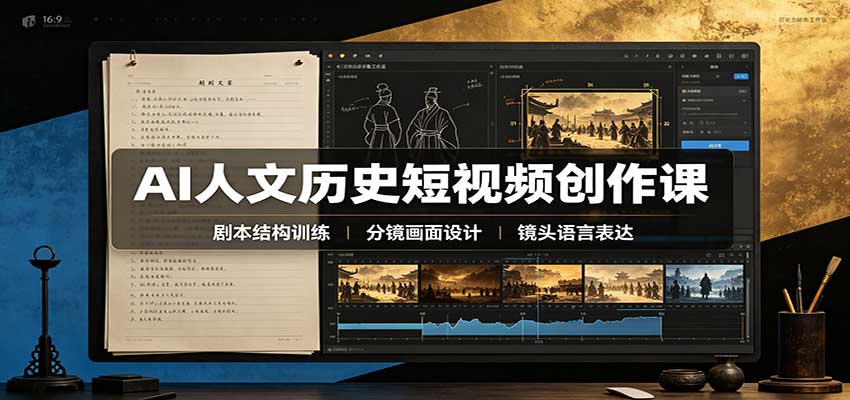 AI人文历史短视频创作课：赛道对标、剧本分镜制图，掌握视频完整产出流程-智点网
