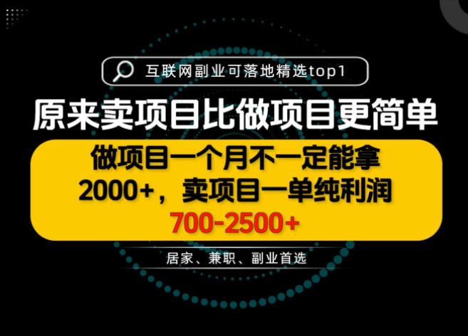 一单利润700-2.5K+，为什么我们要卖项目而不是做项目，我们普通人应该怎样开始？【揭秘】-智点网