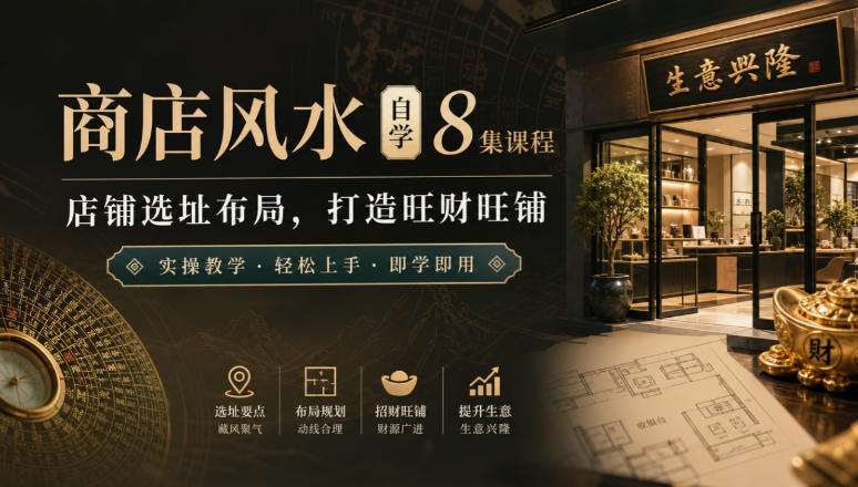 商店风水自学8集课程｜店铺选址布局，打造旺财旺铺实操教学-智点网